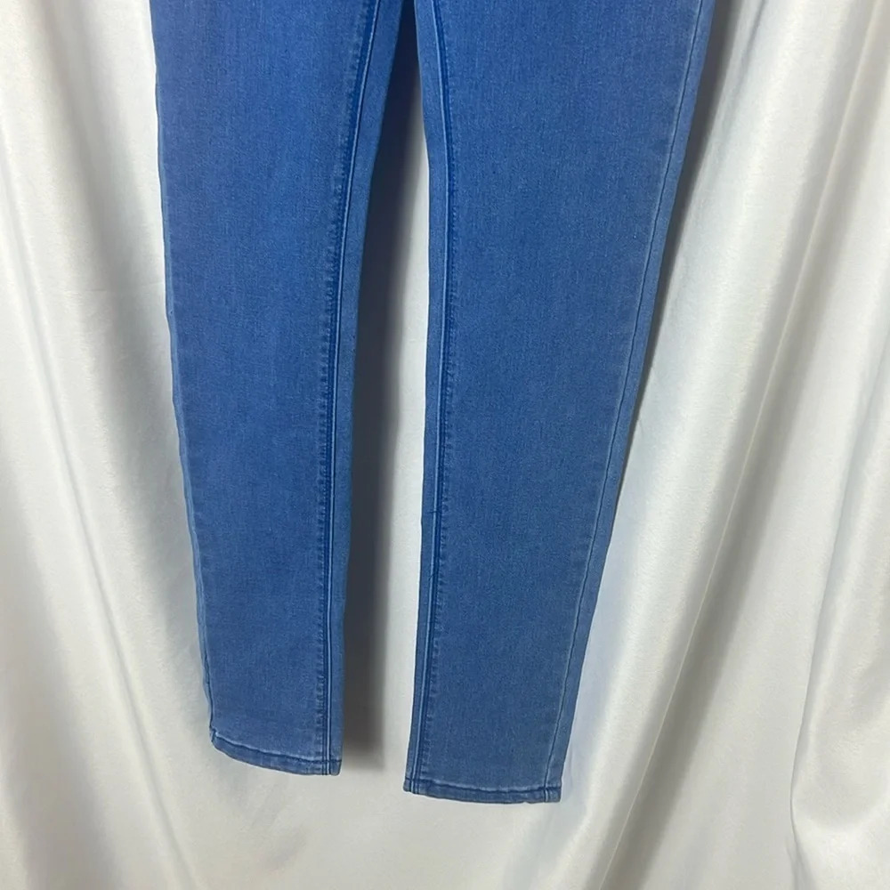 Boohoo Blue Wash High Rise Skinny Jeans Size 10 Stretch Denim Ankle Length - Picture 3 of 10